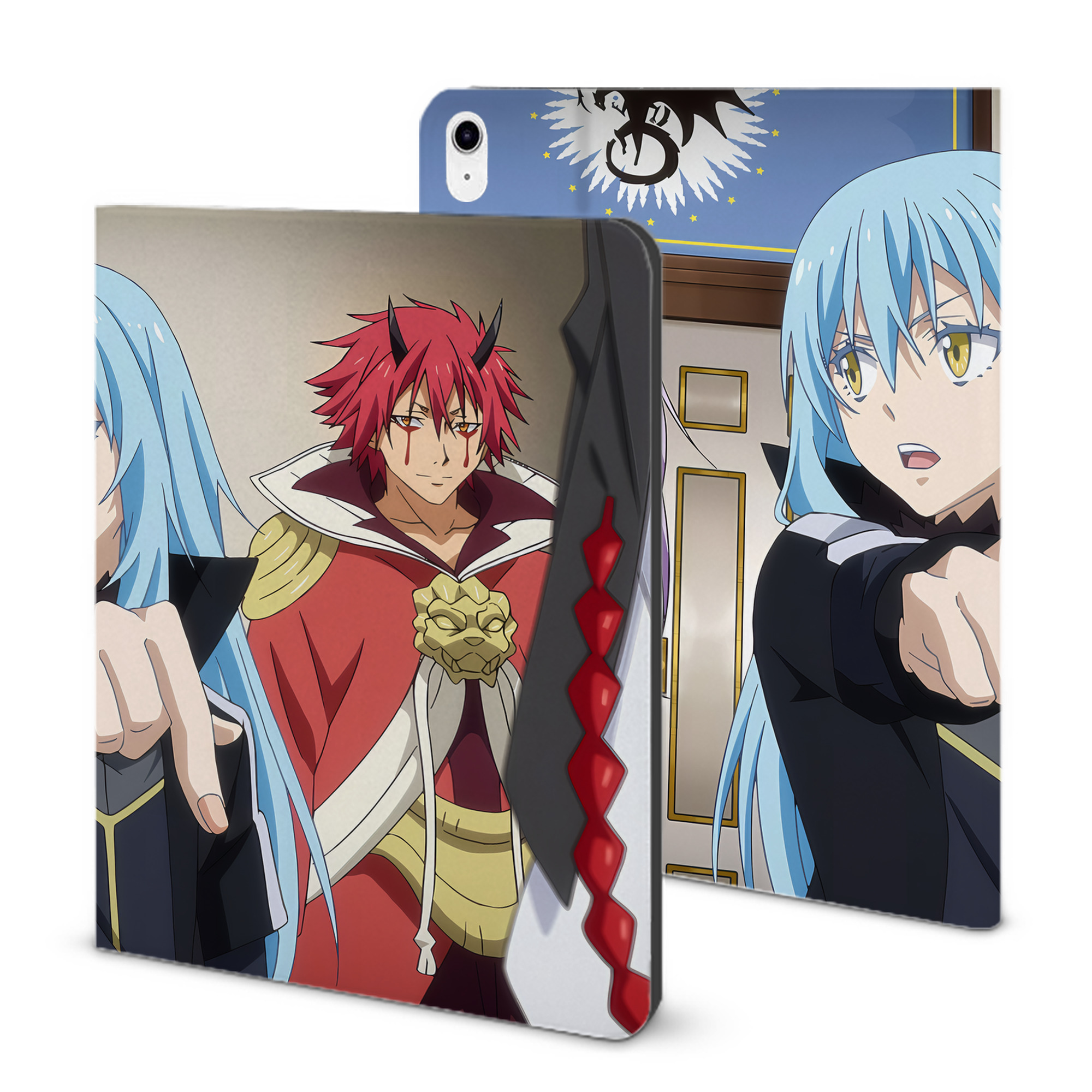 （画像用） 転スラ Regarding Reincarnated to Slime IPad ケース ブック型 PUレザー TPU 耐衝撃 軽量 薄型 ペン収納なし 全面保護 IPad 各モデル対応